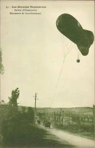 Ak Die großen Manöver, Beobachtungsballon