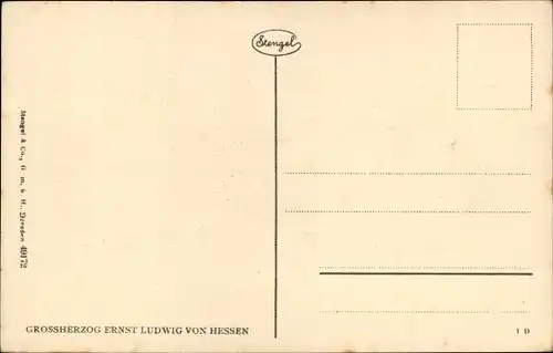 Künstler Ak Großherzog Ernst Ludwig von Hessen Darmstadt, Porträt, Stengel 49172