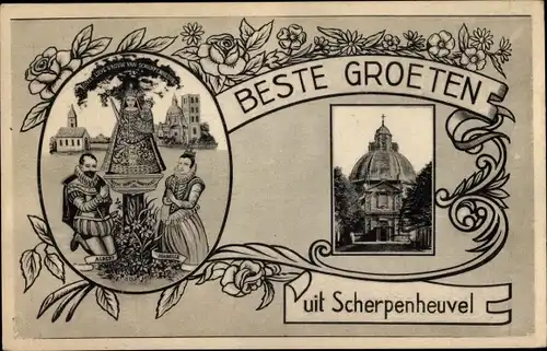 Passepartout Ak Scherpenheuvel Wallonisch-Brabant, Liebfrauenbasilika, Wallfahrtskirche