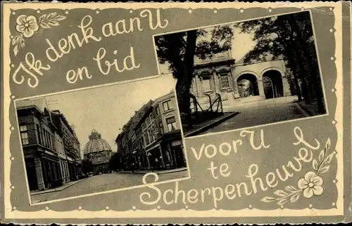 Passepartout Ak Scherpenheuvel Flämisch Brabant, Partie zur Kirche, Tor