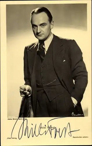 Ak Schauspieler Willi Forst, Portrait mit Zigarette, Ross Verlag 9019 1, Autogramm