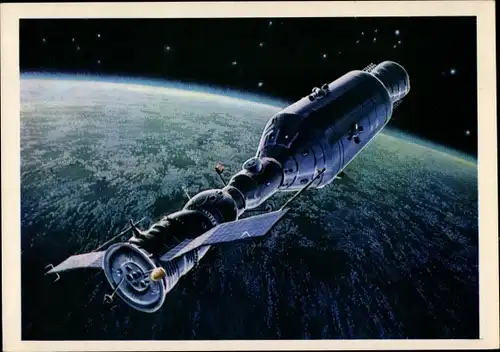 Künstler Ak Leonov, Sokolov, Sojus, Apollo, Angedockte Raumschiffe, Sowjetunion, Erde