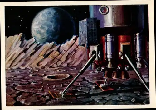 Künstler Ak Leonov, A., Raumfahrer, Frachtrakete auf dem Mond, Sowjetunion