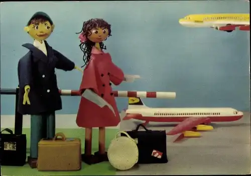 Ak Puppen und Modellflugzeuge, Reisegepäck