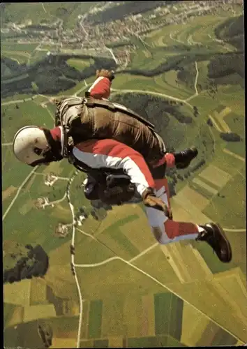 Ak Fallschirmpringer kurz nach dem Absprung