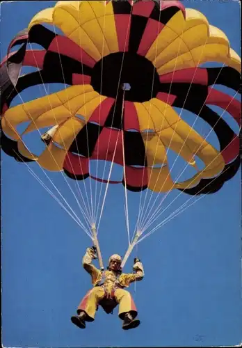 Ak Texel Nordholland Niederlande, Fallschirmspringer kurz vor der Landung