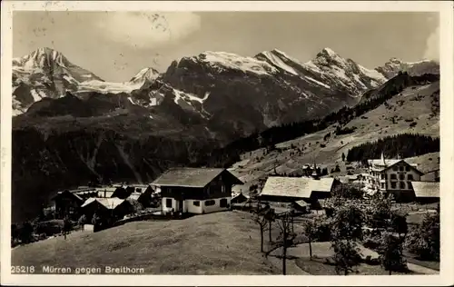 Ak Mürren Kanton Bern Schweiz, Totalansicht, Breithorn