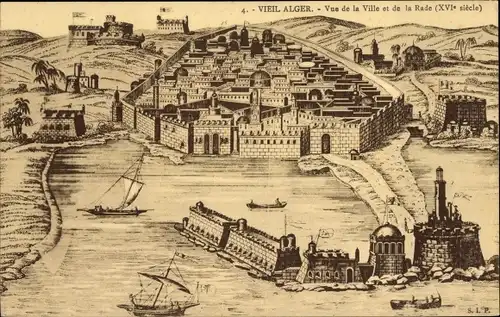 Ak Algier Algier Algerier, Blick auf die Stadt und den Hafen