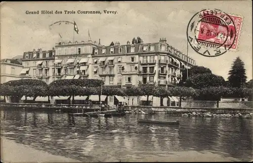 Ak Vevey Kanton Waadt, Grand Hôtel des Trois Couronnes