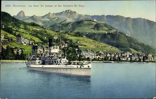 Ak Montreux Kanton Waadt Schweiz, Dent de Jaman und Rochers de Naye