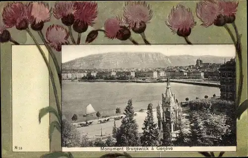 Passepartout Ak Genf Stadt Schweiz, Monument Brunswick
