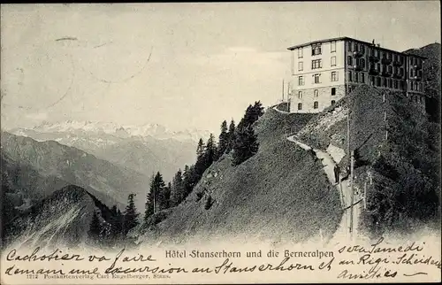 Ak Stanserhorn Halbkanton Nidwalden, Hotel Stanserhorn, Berner Alpen