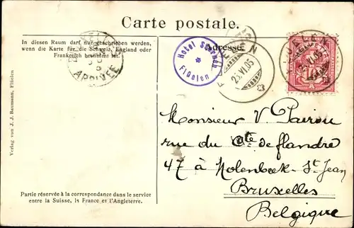 Ak Flüelen Kanton Uri Schweiz, Uferpartie, Ruderboot, Bristenstock