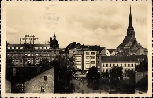 Ak Plzeň Pilsen Stadt, Teilansicht, Hotel Continantal