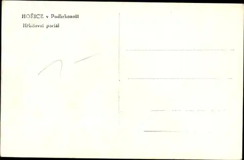 Ak Hořice v Podkrkonoší Horschitz Region Königgrätz, Hřbitovní portál