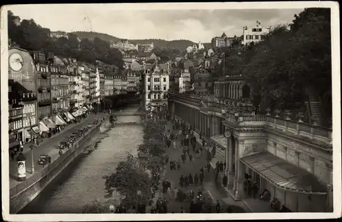 Ak Karlovy Vary Karlsbad Stadt, Felsenpartie und Mühlbrunnkolonnade