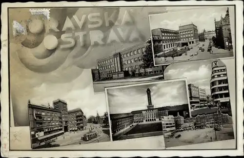 Ak Moravská Ostrava Mährisch Ostrau Region Mährisch Schlesien, Platz, Gebäude