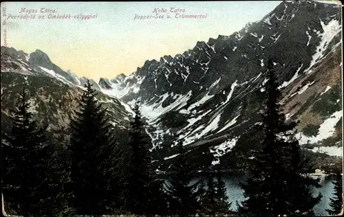 Ak Hohe Tatra Polen, Popper See und Trümmertal