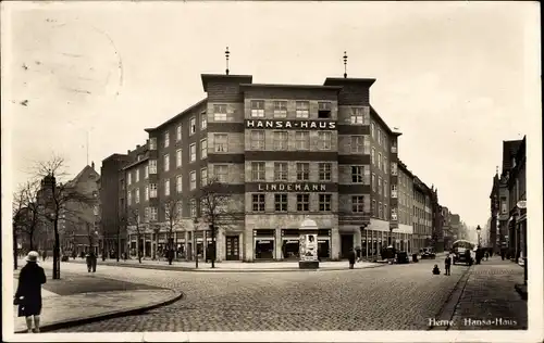 Ak Herne im Ruhrgebiet Westfalen, Hansa-Haus, Lindemann, Litfaßsäule