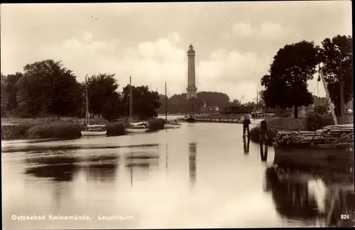 Ak Świnoujście Swinemünde Pommern, Leuchtturm