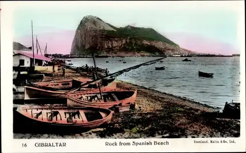 Ak Gibraltar, Blick vom spanischen Strand