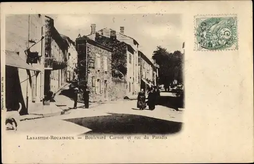 Ak Labastide Rouairoux Tarn, Boulevard Carnot, Rue du Paradis