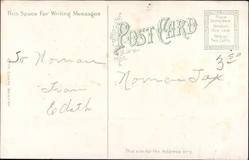 Präge Litho Valentinstag, Mann ritzt Herz in einen Baum, Engel