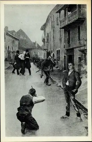 Künstler Ak Eluard, Paul, On tue comme on respire, La Carte Surrealiste, Straßenkampf