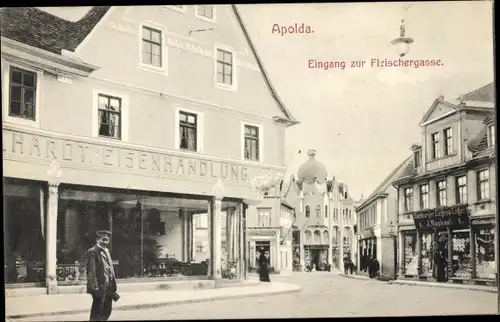 Ak Apolda in Thüringen, Eingang zur Fleischergasse, Eisenhandlung