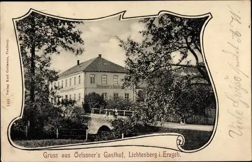 Ak Lichtenberg im Erzgebirge, Gasthof Oelssner