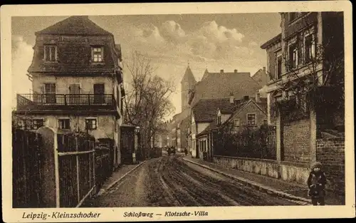 Ak Kleinzschocher Leipzig in Sachsen, Partie am Schlossweg, Klotzsche Villa