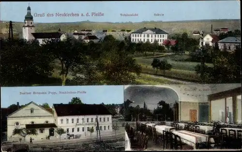 Ak Neukirchen an der Pleiße, Gasthof, Ballsaal, Schule