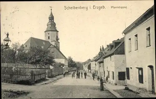 Ak Scheibenberg im Erzgebirge, Pfarrstraße