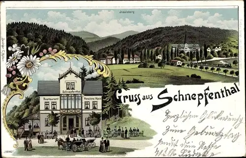 Litho Schnepfenthal Rödichen Waltershausen in Thüringen, Restaurant, Inselsberg