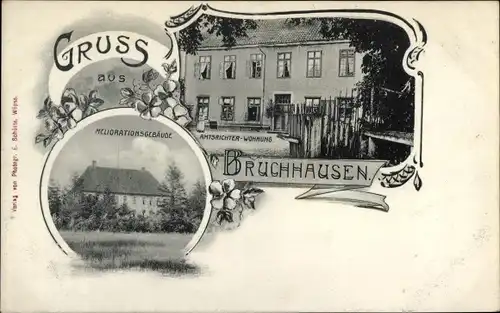 Passepartout Ak Bruchhausen Vilsen Landkreis Diepholz, Meliorationsgebäude, Amtsrichterwohnung