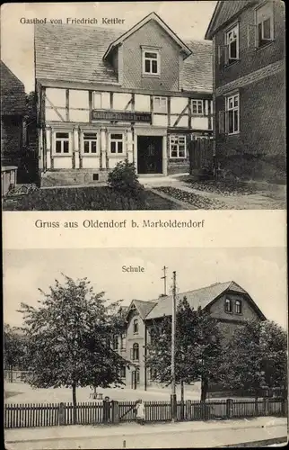 Ak Oldendorf Markoldendorf Dassel in Niedersachsen, Gasthof, Schule