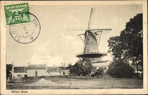 Ak Sluis Zeeland Niederlande, Windmühle