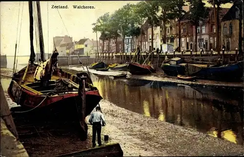 Ak Walcheren Zeeland, Hafenbild