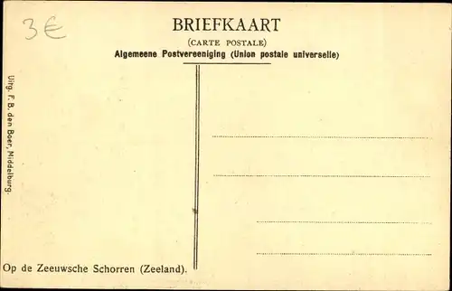 Ak Zeeland Niederlande, Op de Zeeuwsche Schorren, Fluss, Niederländische Tracht