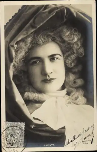 Ak Schauspielerin S. Munte, Portrait, Reutlinger