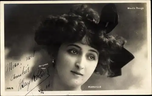 Ak Schauspielerin Marville, Portrait, Moulin Rouge