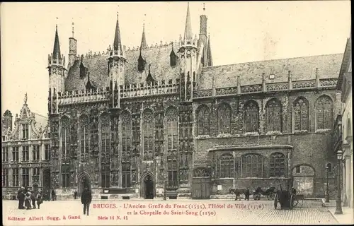 Postkarte Brügge Brügge Flandern Westflandern, Rathaus, Kapelle des Heiligen Blutes