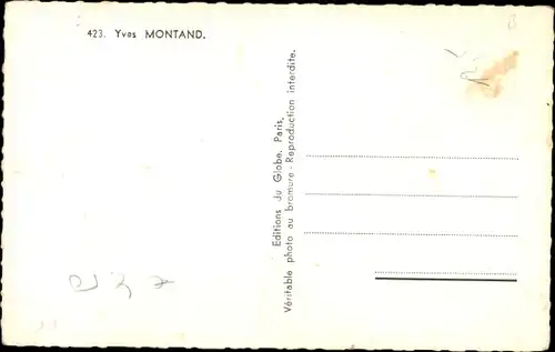 Ak Schauspieler Yves Montand, Lohn der Angst, Portrait