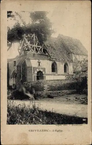 Ak Grivillers Somme, Kirche