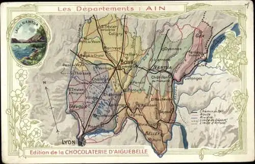 Landkarten Ak Bourg en Bresse Ain, Nantua, Montuel, Belley, Lyon, Gex