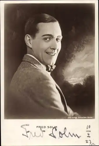 Ak Schauspieler Fred Solm, Portrait, Autogramm