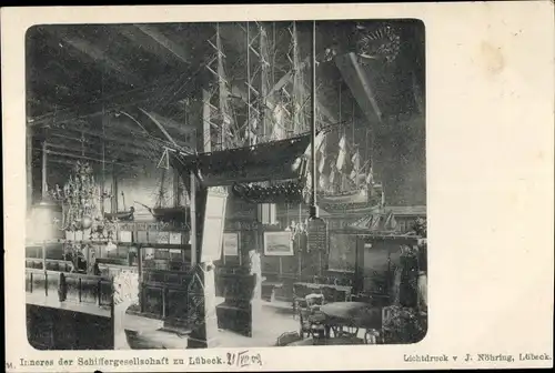 Ak Hansestadt Lübeck, Inneres der Schiffergesellschaft