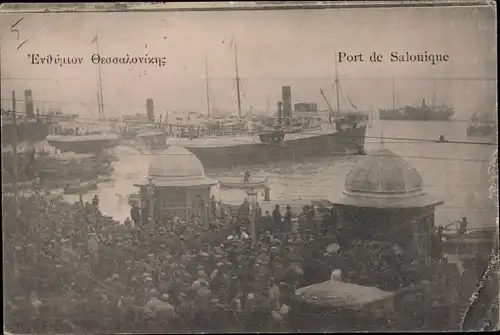 Ak Saloniki Thessaloniki Griechenland, Hafen, Dampfer, Soldaten