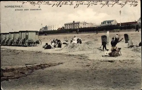 Ak Nordseebad Norderney Ostfriesland, Strand, Damenbad