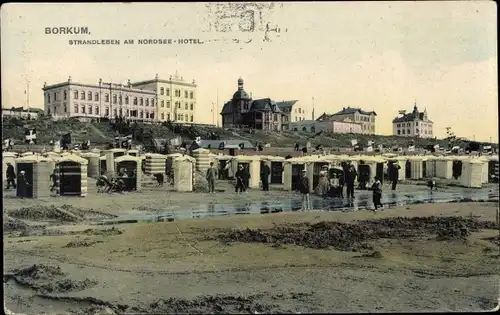 Ak Insel Borkum Ostfriesland, Nordsee-Hotel, Strand